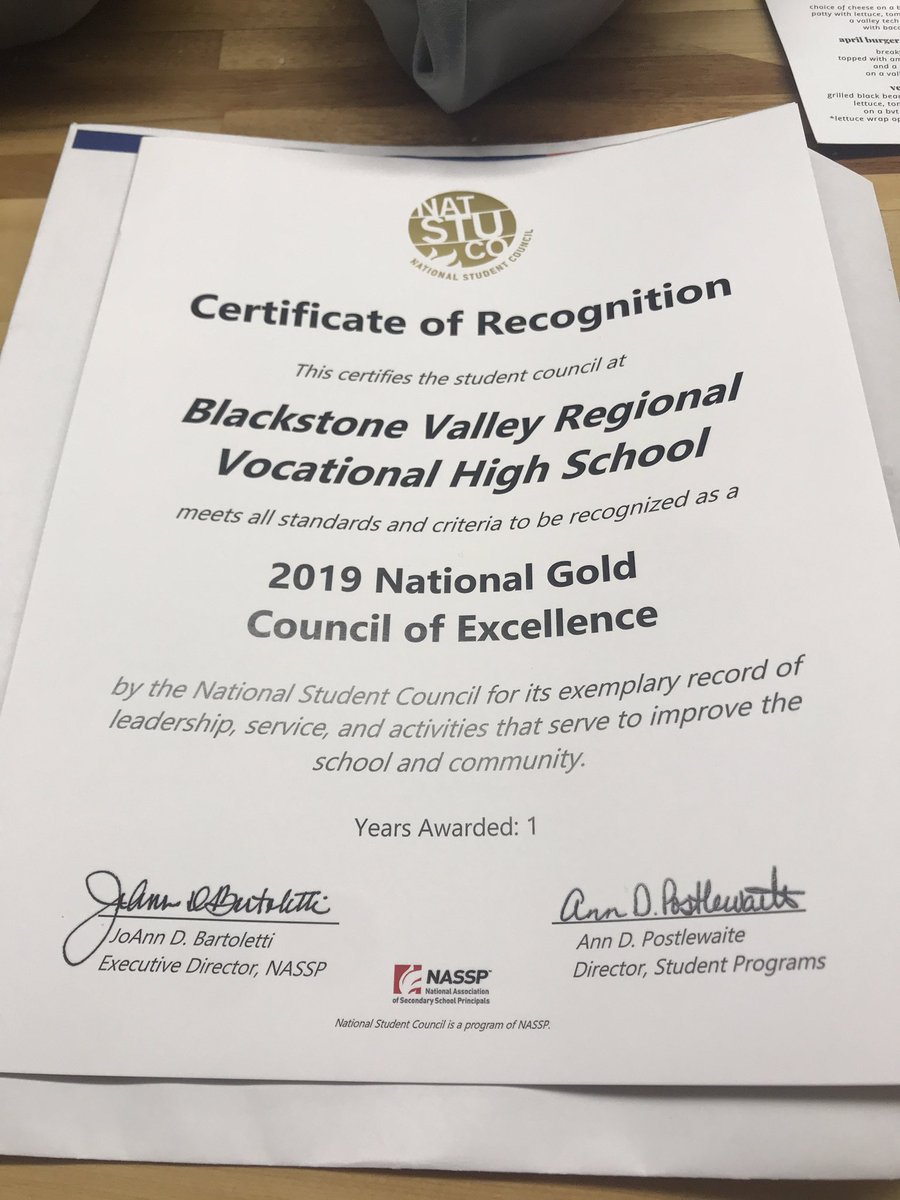 We did it! First time as a National Gold Council of Excellence! <a href="/NatStuCo/">National Association of Student Councils (NASC)</a> <a href="/MA_StuCo/">MASC (MA StuCo)</a> <a href="/BVTHighSchool/">BVT</a> <a href="/BVTBeavers/">BVT Athletics</a>