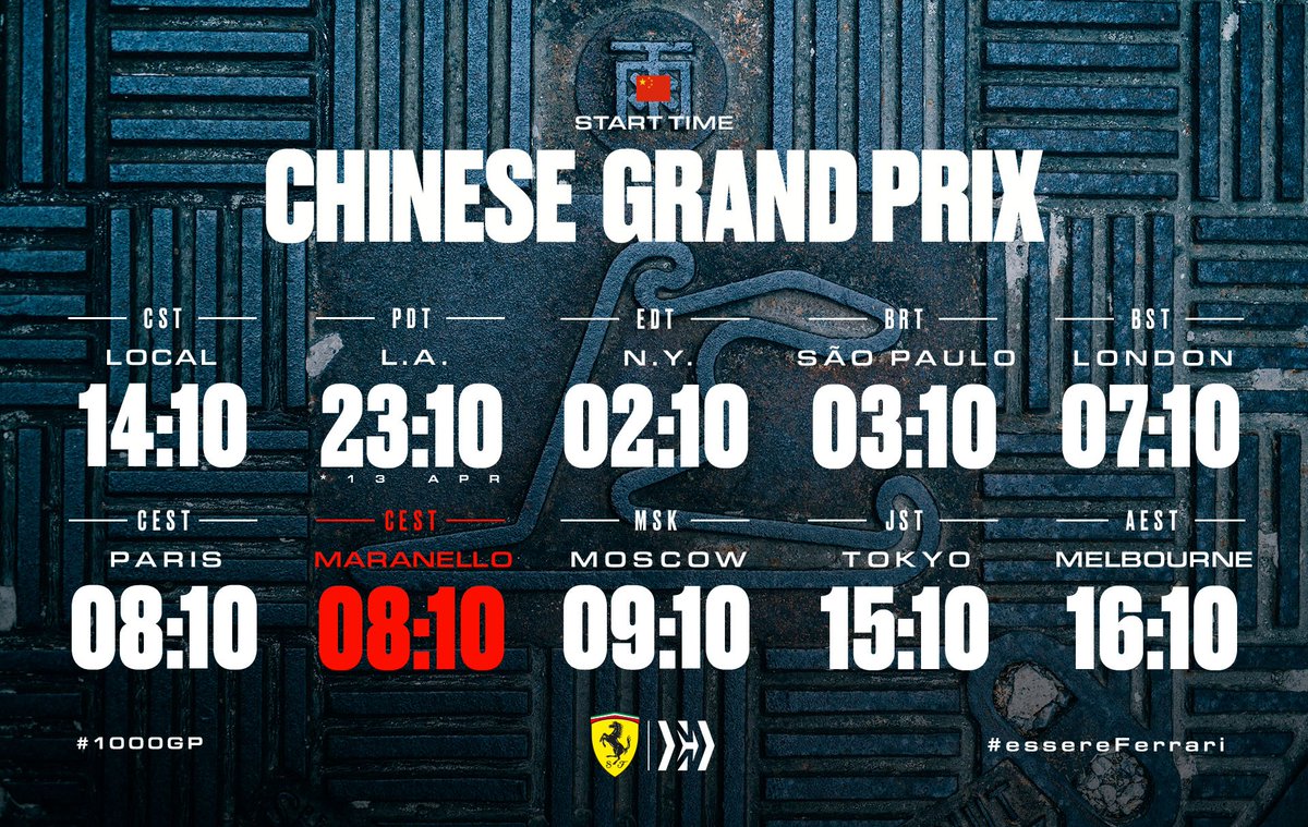 #essereFerrari #Ferrari 🇮🇹
#F1 #Formula1 #Charles16 #Seb5 #Leclerc #Vettel
#ChineseGP #1000GP #CinaGP #GPCina #RassegnaStanca #TuesdayMotivation