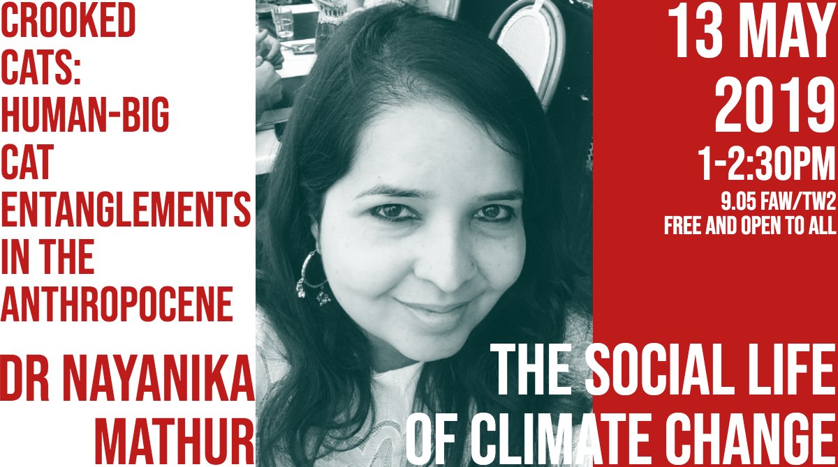 Social Life of Climate Change (@slcc_lse) on Twitter photo Mark your calendars for this exciting visit on May 13th. <a href="/NayanikaM/">Nayanika Mathur</a> of <a href="/oxford_anthro/">Oxford Anthropology</a> will give a talk entitled "Crooked Cats: Human-Big Cat Entanglements in the Anthropocene." More details here: lse.ac.uk/geography-and-… Mark your calendars for this exciting visit on May 13th. <a href="/NayanikaM/">Nayanika Mathur</a> of <a href="/oxford_anthro/">Oxford Anthropology</a> will give a talk entitled "Crooked Cats: Human-Big Cat Entanglements in the Anthropocene." More details here: lse.ac.uk/geography-and-…