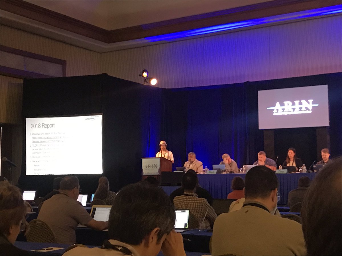 ron2twit's tweet photo. Intersection of @icann and #numbering community happens in the @theNRO report at #ARIN43 by @LouieAtWork .. and with a new hat due to the Caribbean Sea taking his old hat to Davy Jones’ Locker https://t.co/mQVzCCI9eU