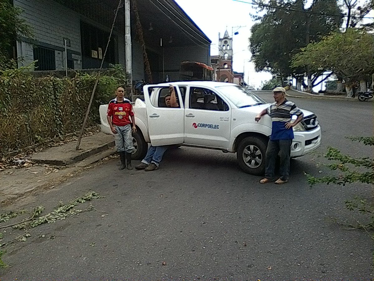 Alcaldía Libertador #CORPOELEC #MiliciaBolivariana y comerciantes realizan labores de pica y poda en el centro de #Abejales #Tachira revolucionando la limpieza en esta parte occidental del país para cuidar nuestros tendidos eléctricos.