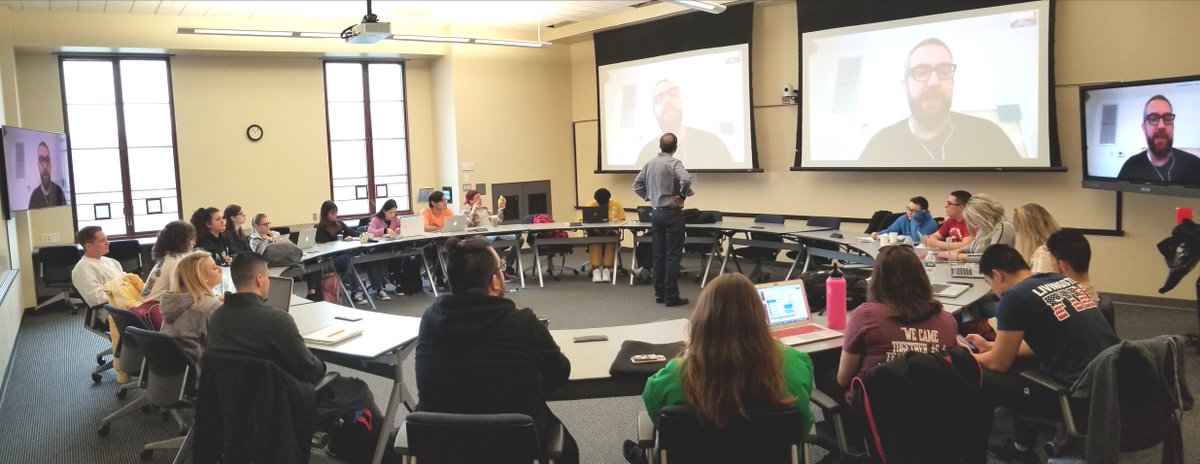 ADPCenter's tweet photo. Professor Parker's Creative Thinking Class discussing the process of developing new ideas with Hollywood director Brad Parker! You never know what exciting thing will happen next in the #ADPCenter
@montclairstateu #montclairstate #edtech #msucehs https://t.co/EiN2J7RI6W