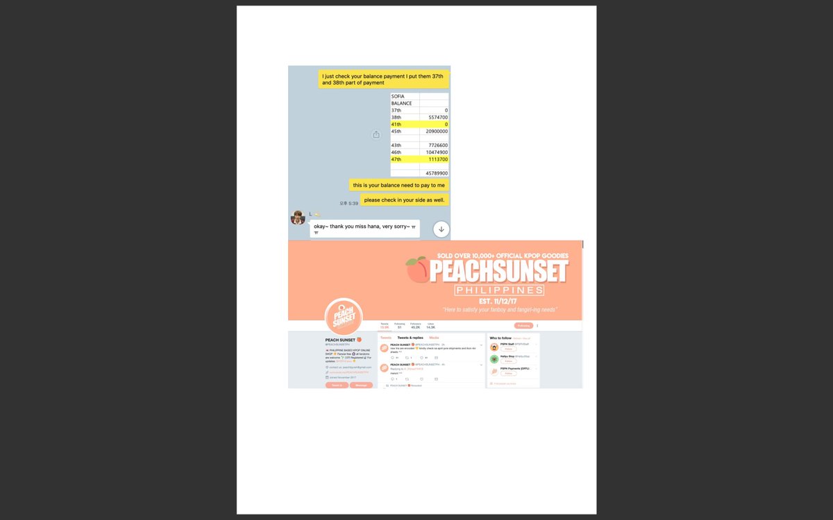 I am a <a href="/PEACHSUNSETPH/">PEACH SUNSET 🍑</a> supplier in Korea. Hana Cha. They dont hand over your payment to me so I never send those items to them that is why you dont get BTS NOTES/SK LS/wanna one old album/caratland goods. please read.
