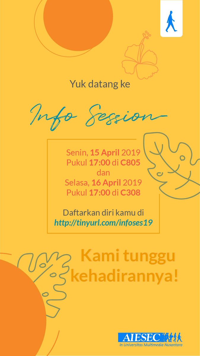 Hai!
Bagi kalian yang penasaran dengan program exchange atau global volunteer, tertarik dengan suatu negara dan ingin info yang lebih detail. 

Yuk datang ke Info Session!

Info session diadakan di dua hari berbeda yaitu

Daftarkan dirimu segera di tinyurl.com/infoses19