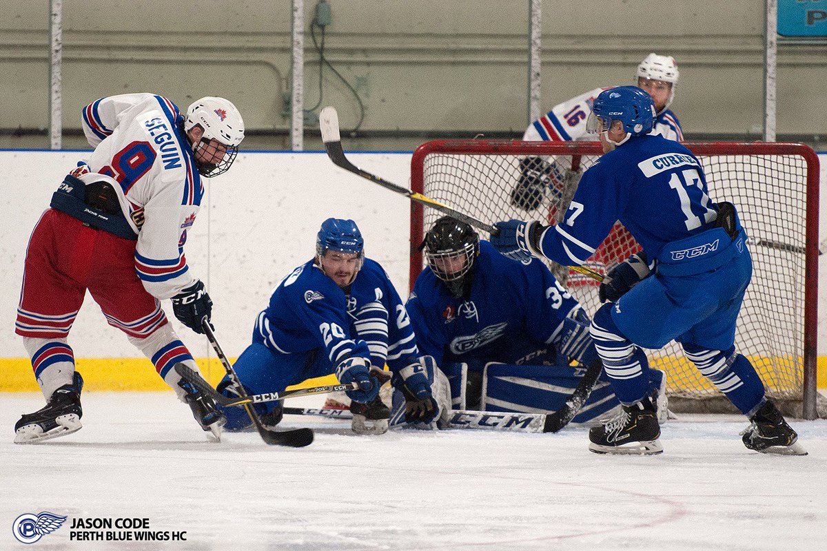 TheEOJHL's tweet photo. Recap | The @PerthBlueWings are now one win away from their first championship since 1996 after a 3-2 2OT win last night. Game five is tonight in Ottawa at the Earl Armstrong Arena. 

Read | https://t.co/XepyTrorw6 https://t.co/UTM4wYmTGe