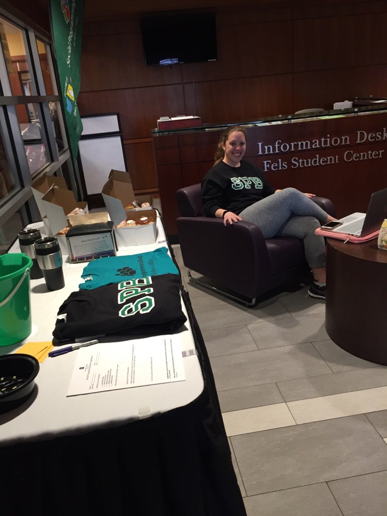 Come meet <a href="/Nichols_College/">Nichols College</a> SPB President Gretchen to learn about elections! In Fels until 2pm! Donuts &amp; raffles!!