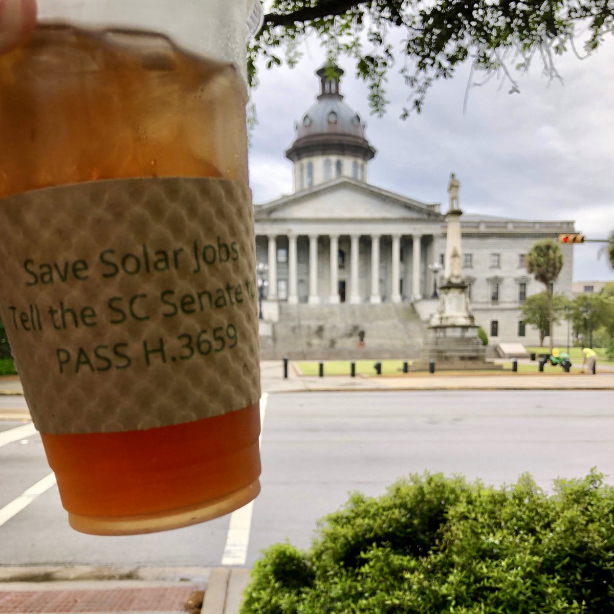 PCSC2016's tweet photo. If you’re getting ☕️ in Columbia today, keep your 👀 out for these 🔥 drink sleeves!
#savesolarjobs #energyfreedom #panelsupbillsdown https://t.co/dlm6lmgME7