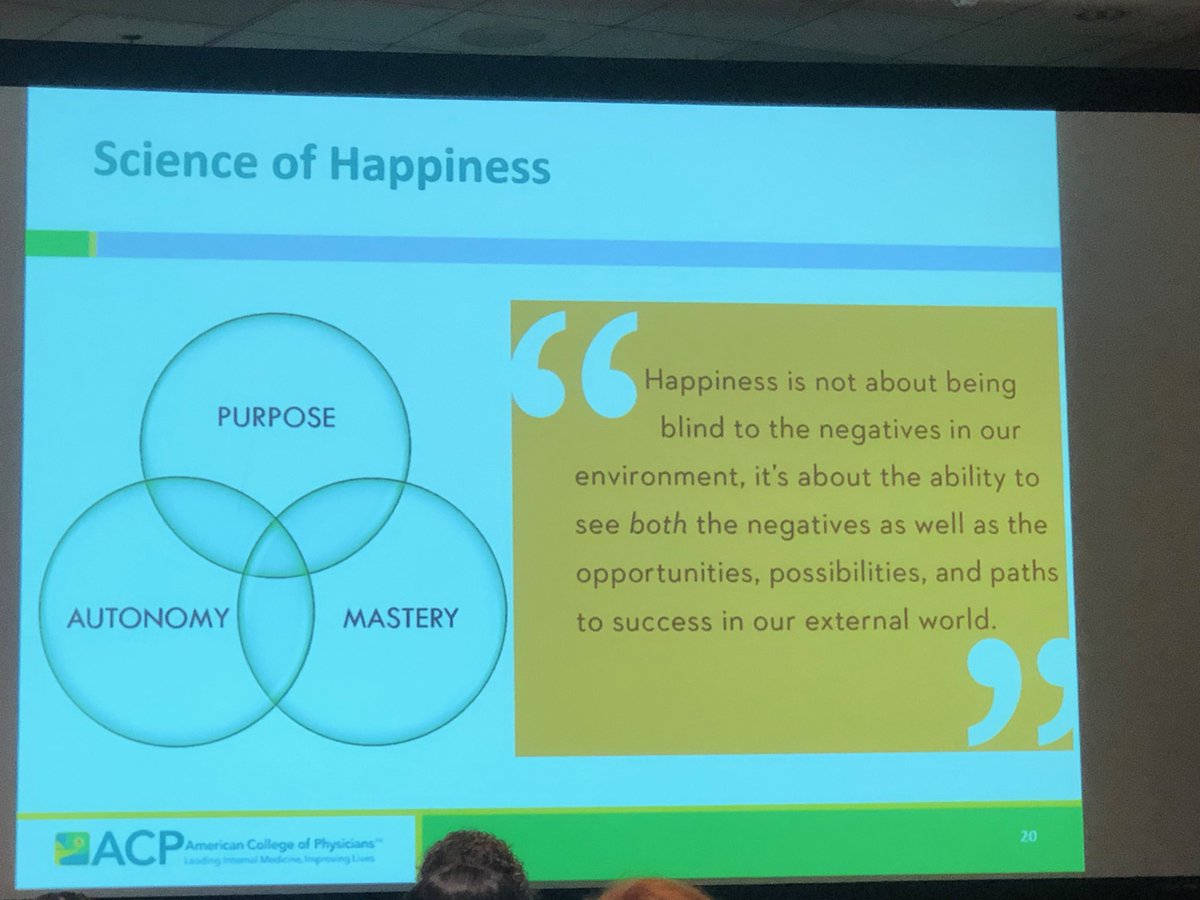 Venn diagrams are always the answer! Looking at science of happiness components can help  identify areas of improvement and ways they overlap. #wellbeing #acp2019