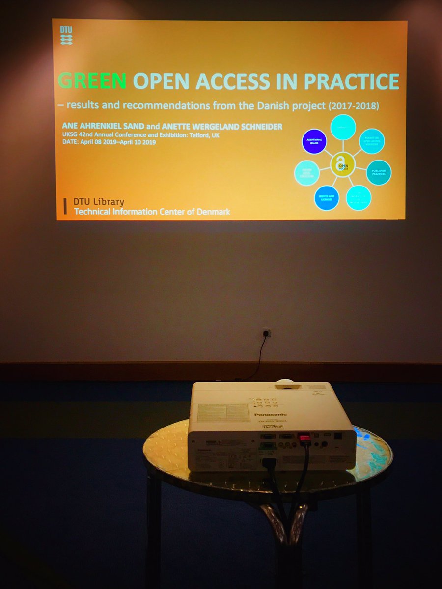 ane_sand's tweet photo. THE DANISH WAY 🇩🇰
Remember #greenopenaccess in practice tomorrow wednesday at 9:30. @AnetteSchneider and I will talk about #OpenAccess and how we do it in Denmark #UKSG2019 https://t.co/kHwqMlhVXG