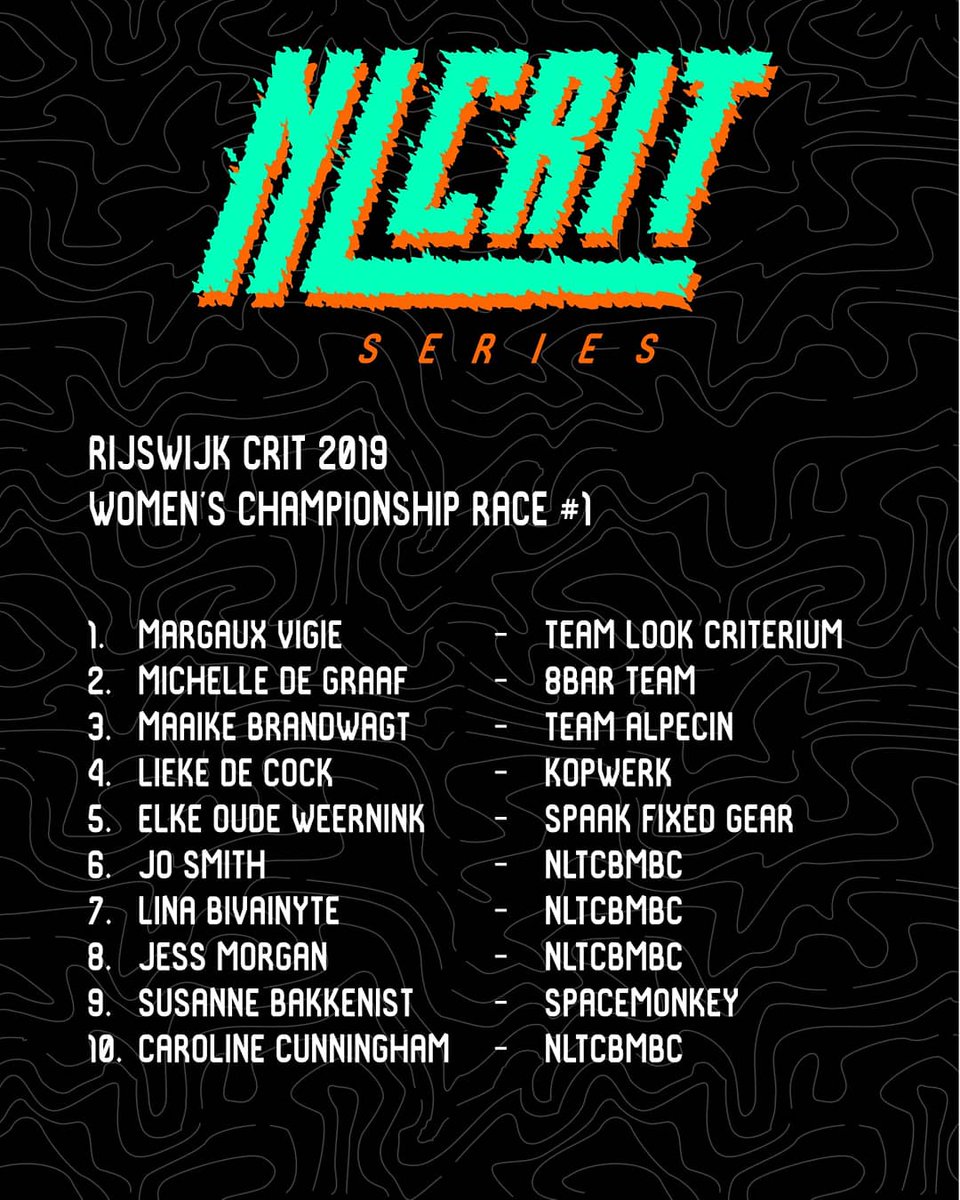 NLCritSeries's tweet photo. The Top 10's of last weekend's Rijswijk Crit! Check out full results on our brand new website https://t.co/LoKLaw1hmZ #NLCritSeries #fixedgearracing #cycling https://t.co/lxAuIDynqc