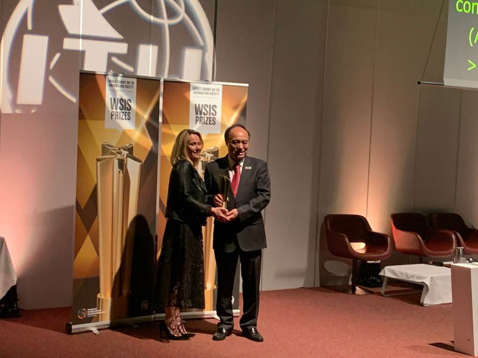 SigfoxNation's tweet photo. Today in Geneva, Sigfox Foundation is awarded the e-Environment prize from the @ITU in collaboration with @Unesco to promote ICTs for achieving @UN Sustainable Development Goals. #WSIS #WSIS2019 Find out more about the project on @RhinosSpeak #0GNetwork https://t.co/FkRIkyohk2