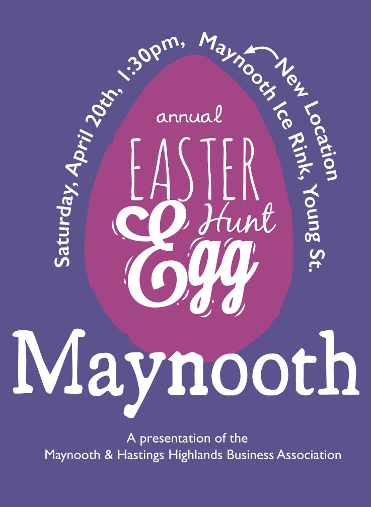 Our annual Easter Egg Hunt on
Saturday, April 20th at 1:30 p.m.
in a new location at the skating rink.

The Easter Bunny will be leading the kids in exercises before the hunt!

#hastingscounty #northhastings
