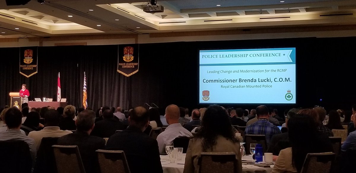 We are excited to hear Commissioner Brenda Lucki, C.O.M. @CommrRCMPGRC @rcmpgrcpolice address the over 700 delegates at @CACP_ACCP @BCPoliceChiefs #Leadership Conference in #Vancouver about #VI5S0N #PeopleFirst #PolicingExcellence #ASaferCanada #PLC2019