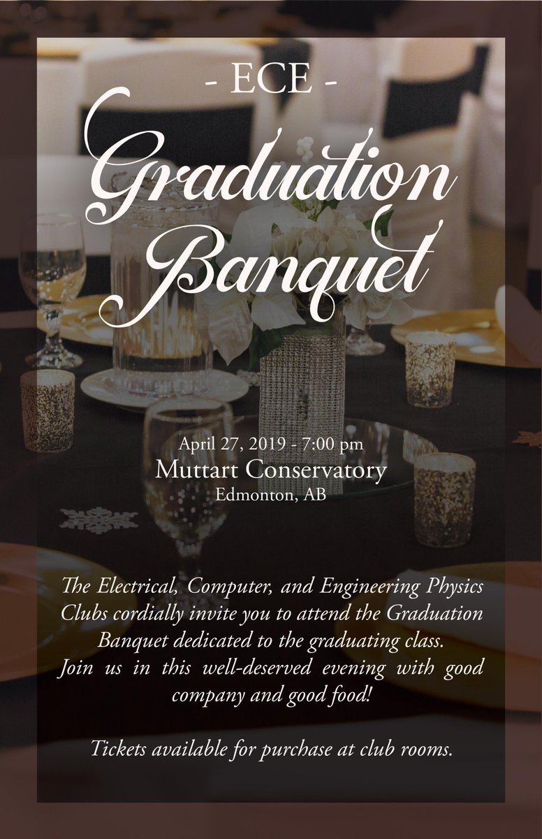 CompEClub's tweet image. ECE Grad banquet is happening on April 27th at the Muttart Conservatory!! 🥳🥳🥳🥳🥳Make sure to get your tickets before the last day of classes since our office hours will be limited due to finals.