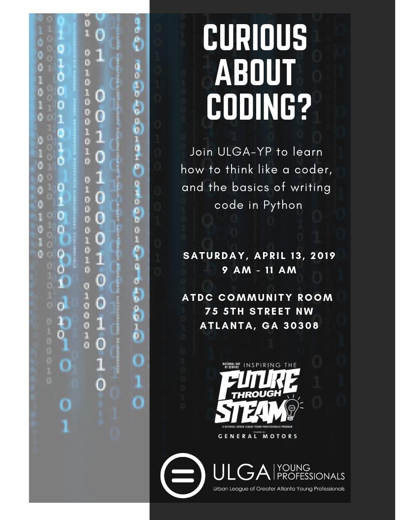 ulga_yp's tweet image. In observance of #NDOS, the ULGA-YP will host a MEMBERS-ONLY coding event on Saturday, April 13th to introduce professionals of all backgrounds to the world of coding. For more information and to register go to buff.ly/2I5oJ3x

#ULGAYP #Coding #Education #LearntoCode
