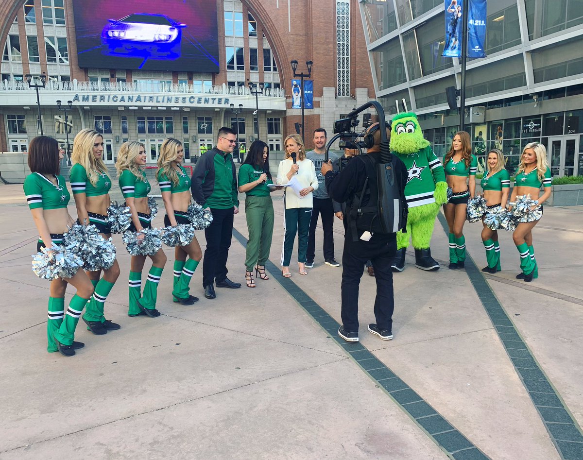 Prepping for the Playoffs on <a href="/wfaagmt/">Good Morning Texas</a> this morning! Thanks for having our whole crew out! #beloudweargreengostars #wewantthecup #GoStars
