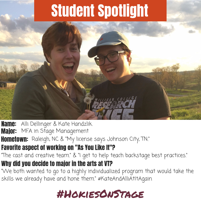 VTsopa's tweet photo. There's never a dull moment in the School of Performing Arts! This week we have a dual #studentspotlight with Alli and Kate! #HokiesOnStage
#Hokies #VirginiaTech #vtmagazine #hokienation #hokiepets #hokiebird #hokielove https://t.co/H7X6FhFA3P