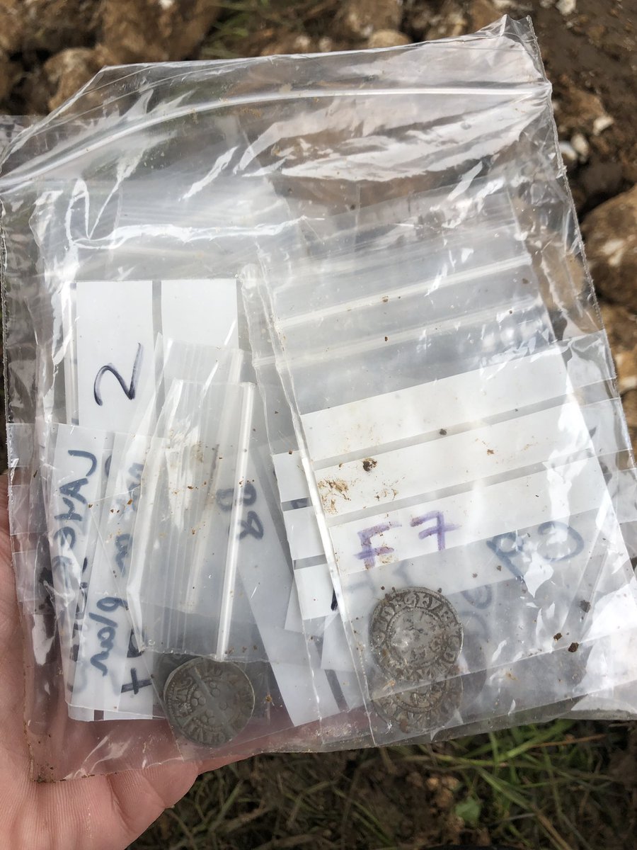 Today was the final phase of the hoard recovery from the weekends #Detectival  . All the coins were lifted one by one over the last few days, everything has been planned,mapped,photographed &amp; recorded all under the close supervision of @AnniB_OxonFLO &amp; Bucks County Archaeology