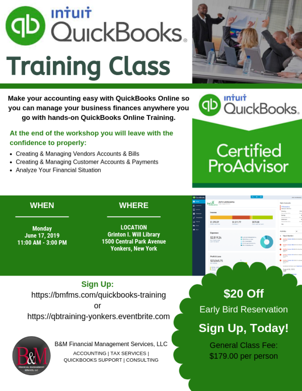 smallbiznytips's tweet photo. QuickBooks Training Classes - #Westchester County, NY! Learn how to use #QuickBooks to manage your finances. Reserve your seat, today: https://t.co/aI3mI2MZgT #Workshop #Events https://t.co/wrQMVQyOo1