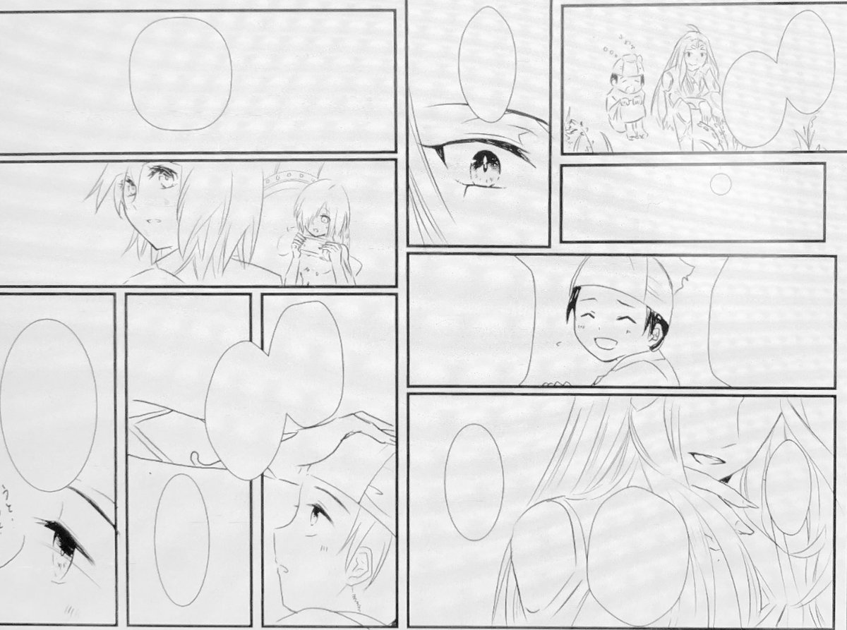 ここまで。あとはグレーで塗ってセリフ入れて…今回は2枚構成です。 