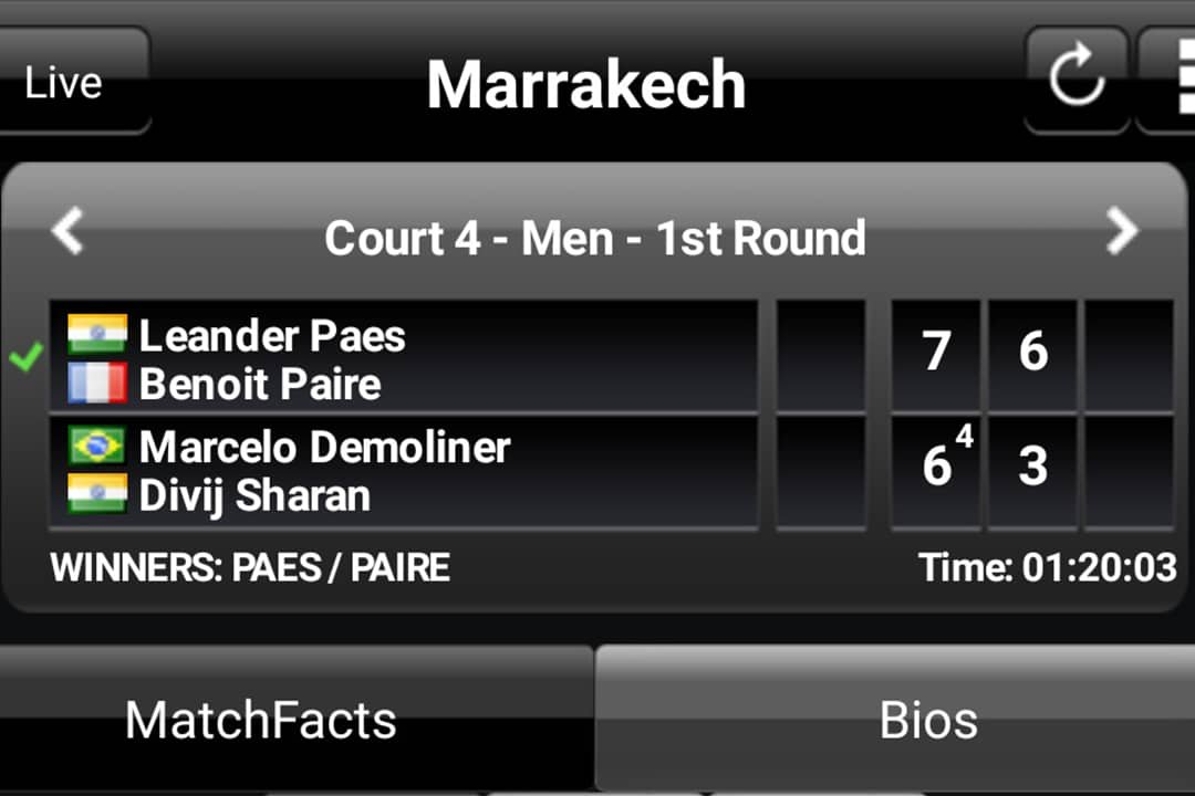 IndTennisDaily's tweet photo. Leander Paes &amp; Benoit Paire enter the quarterfinals of ATP 250 Grand Prix Hassan II with a straight sets win over Divij Sharan&amp; Demoliner.
Pic Courtesy: Mourataglou Academy https://t.co/UeCBobHAJg