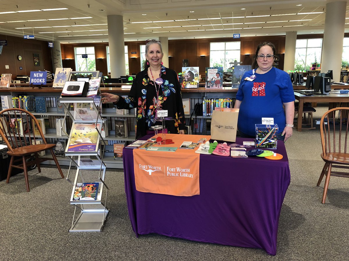 TxWesArchive's tweet photo. Stop by West Library today and pick up a @FtWorthLibrary card! These awesome library workers will be here till 2pm. https://t.co/kvB7naRNAv
