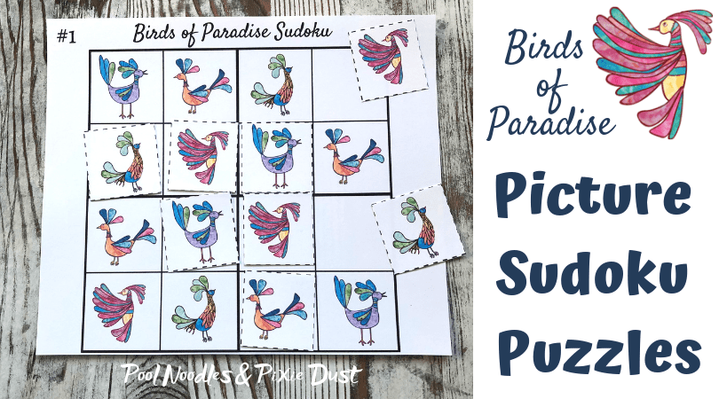 Birds of Paradise Picture Sudoku Puzzles poolnoodlesandpixiedust.com/birds-of-parad…