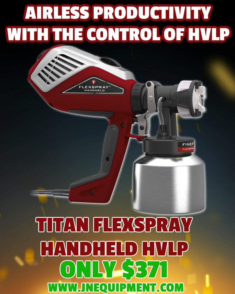 spraywell_'s tweet photo. 💥ON SALE💥 Titan FlexSpray Handheld HVLP Sprayer. ✅ Speed equal to a 413 airless tip. ✅ Atomization power of a 4-stage turbine. Only @ https://t.co/uNm1hhMpCw #hvlp #hvlpspraygun #titantool #teamtitan #titansprayer #paintlife #painter #refinishing #woodworking #jobsitetitan https://t.co/8e5r5IjOQl