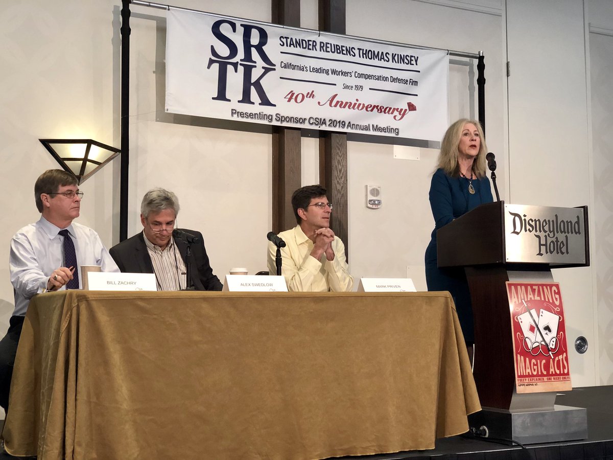 CarlosLunaNews's tweet image. Day 2 of @CALIF_SIA’s annual conference is diving to the realm of #ClaimsData. The panel pictured here is tackling the #CostOfDeniedClaims. (L to R: Bill Zachry/Sedgwick, Alex Swedlow/CWCI, Mark Priven/Bickmore)