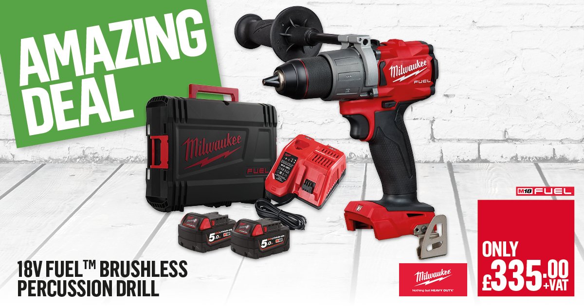 cefonline's tweet image. #Sparks, is now the time for a brand new power tool? Featured in Issue 8 of #JustTheJob, the @MilwaukeeTool 18V Fuel Brushless Percussion Drill can be yours for only £335.00(+VAT) online and in-store today: bit.ly/2X0IQV1 #toolperformance #construction #drill