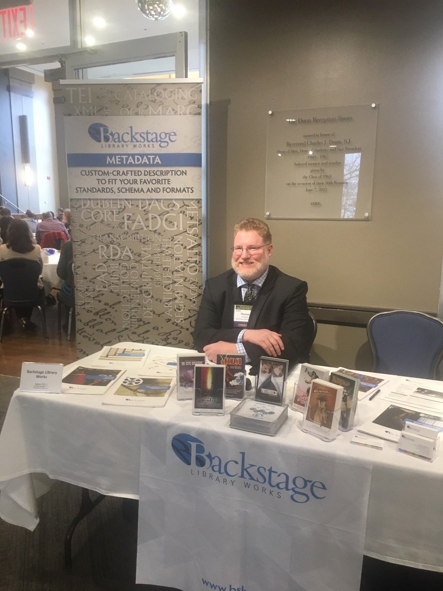 BSLW's tweet photo. We're spending time at the Digital Commonwealth Conference today. Come say hi to our Northeastern Representative Thomas! Let's find a solution to bring access to your most interesting digital collections #DCConference19 #access #digitalcollections https://t.co/o50kCZ2kN1