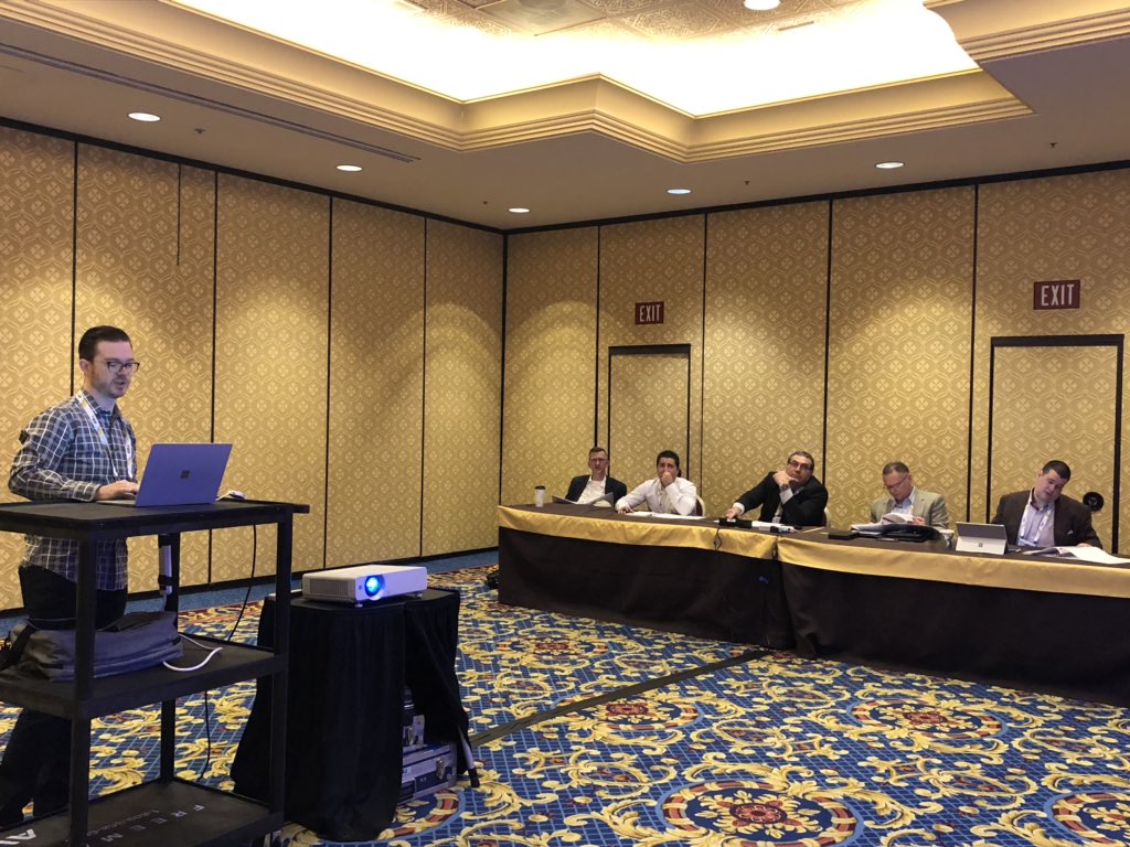 MarketMO's tweet image. Visiting companies is painful, @MetcalfeKeith presents #IDscanning as part of #VisitorManagement to a panel of #Cloud category NPS judges at #ISCWest19
