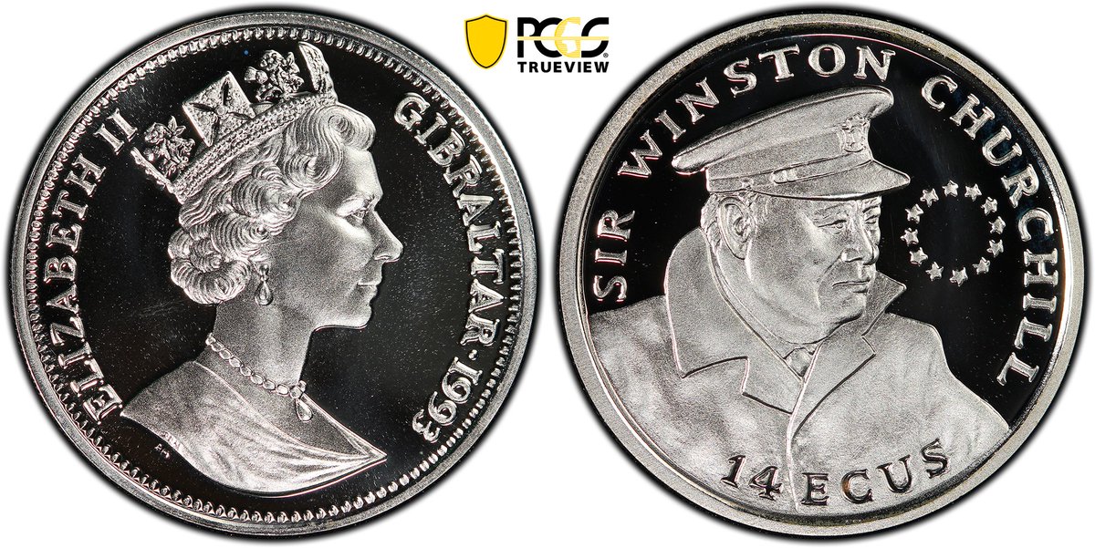 #ChurchillDay celebrates the day the famed British Prime Minister and #WWII figure was made an honorary United States citizen by President John F. Kennedy in 1963. Seen here is a 1993 Gibraltar #WinstonChurchill 14 Ecus graded #PCGS PR69DCAM.
#WinstonChurchillDay #Coins #History