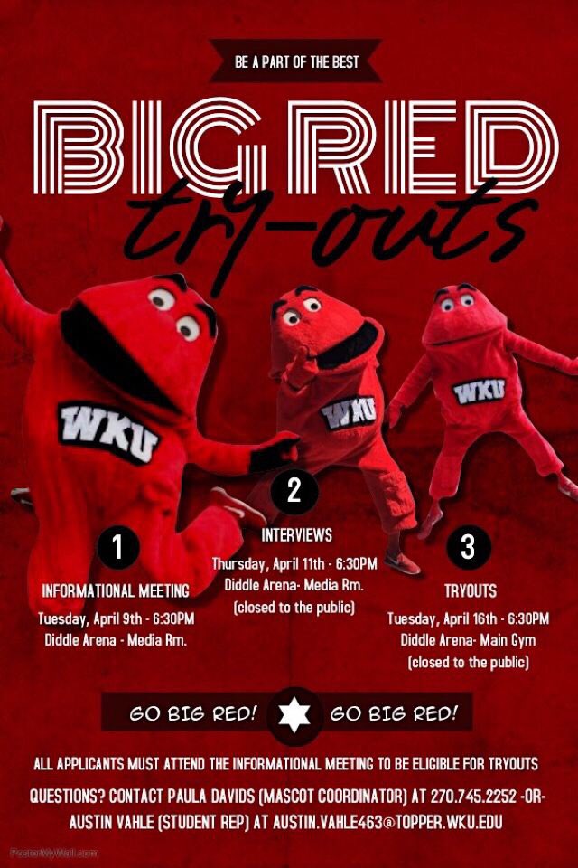 WKUBigRed's tweet image. Big Red Tryouts - Join us tonight and see what it’s all about!