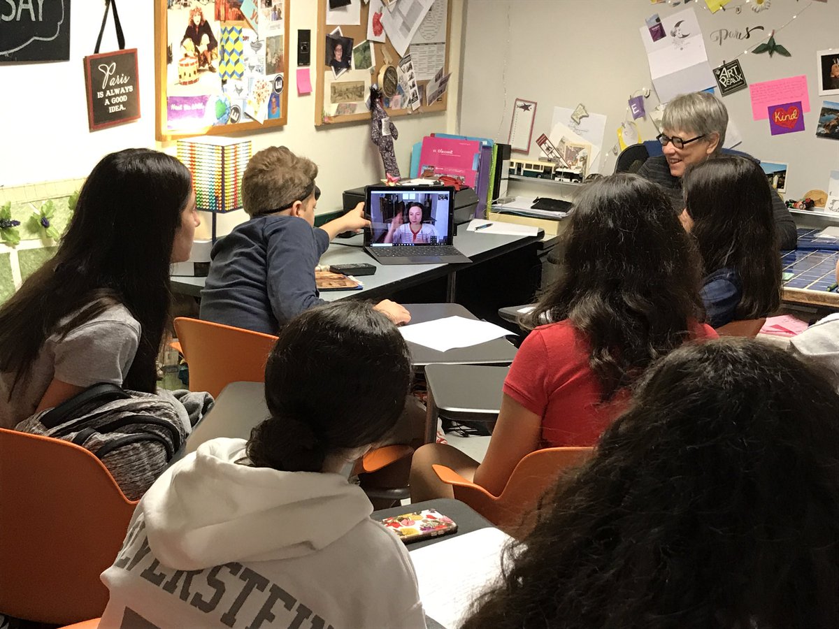 uschoolmiddle's tweet photo. Dr. E’s French Ss interviewed Alysse Hallali from “Alice in Paris”-series of short films about life in Paris. She is a 27 year old writer &amp; star of 25 episodes made for Tastemade. Ss asked questions in French &amp; English about her life &amp; work &amp; answered her questions! @uschool_nsu https://t.co/KbCEMkpMKg