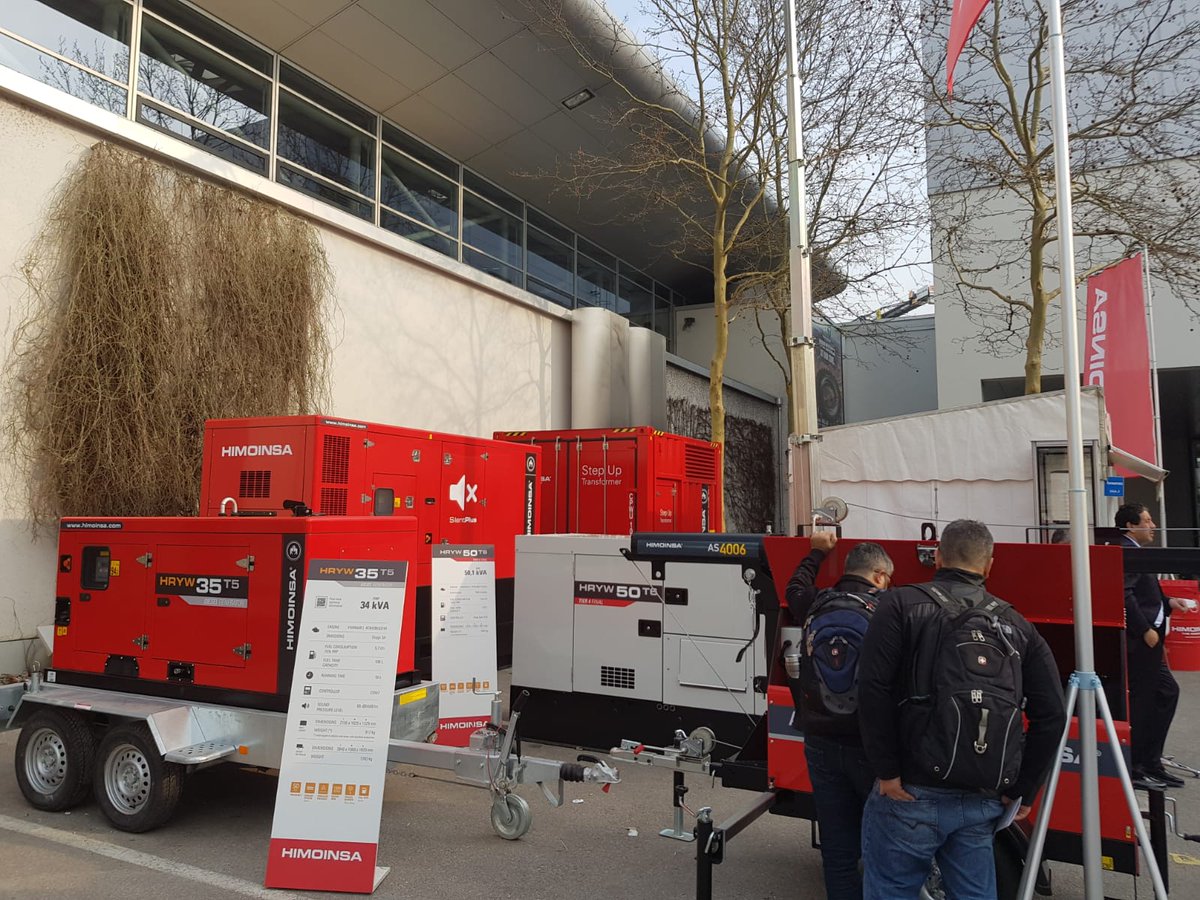 HIMOINSA_Global's tweet photo. Great second day at @baumaOfficial ! A non-stop asking about our rental power solutions. Come and check. #S5Range #StageVGensets #Gasrentalgenerators #bauma2019 https://t.co/93stEFStHw