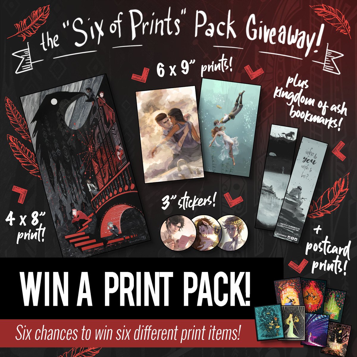 rosiethorns88's tweet photo. Thank you so much for 1000 follows! To celebrate, I'm giving away (6) Six of Prints Giveaway Packs! To enter, reply to this tweet with your favorite Anti-Hero character from your favorite book or series! Bonus 2nd Entry: Retweet this post! Read rules in thread! https://t.co/UDDMMObG7U