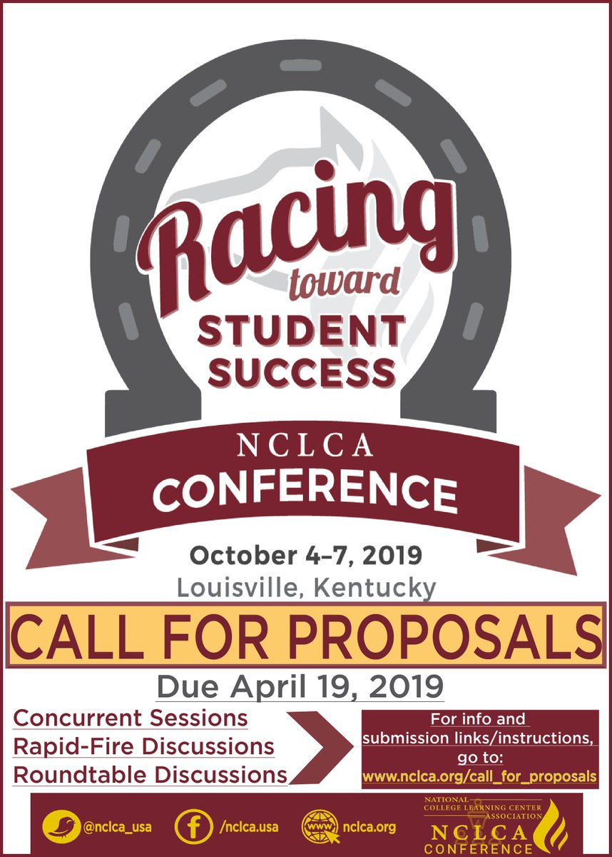 2019 <a href="/NCLCA_USA/">NCLCA</a> Conference in <a href="/gotolouisville/">Louisville Tourism</a> 10/4-10/7 is making a CALL FOR PROPOSALS! Submit a proposal for Concurrent sessions, rapid-fire, or roundtable discussions! More info + submission links at: nclca.org/call_for_propo… - DUE 4/19!