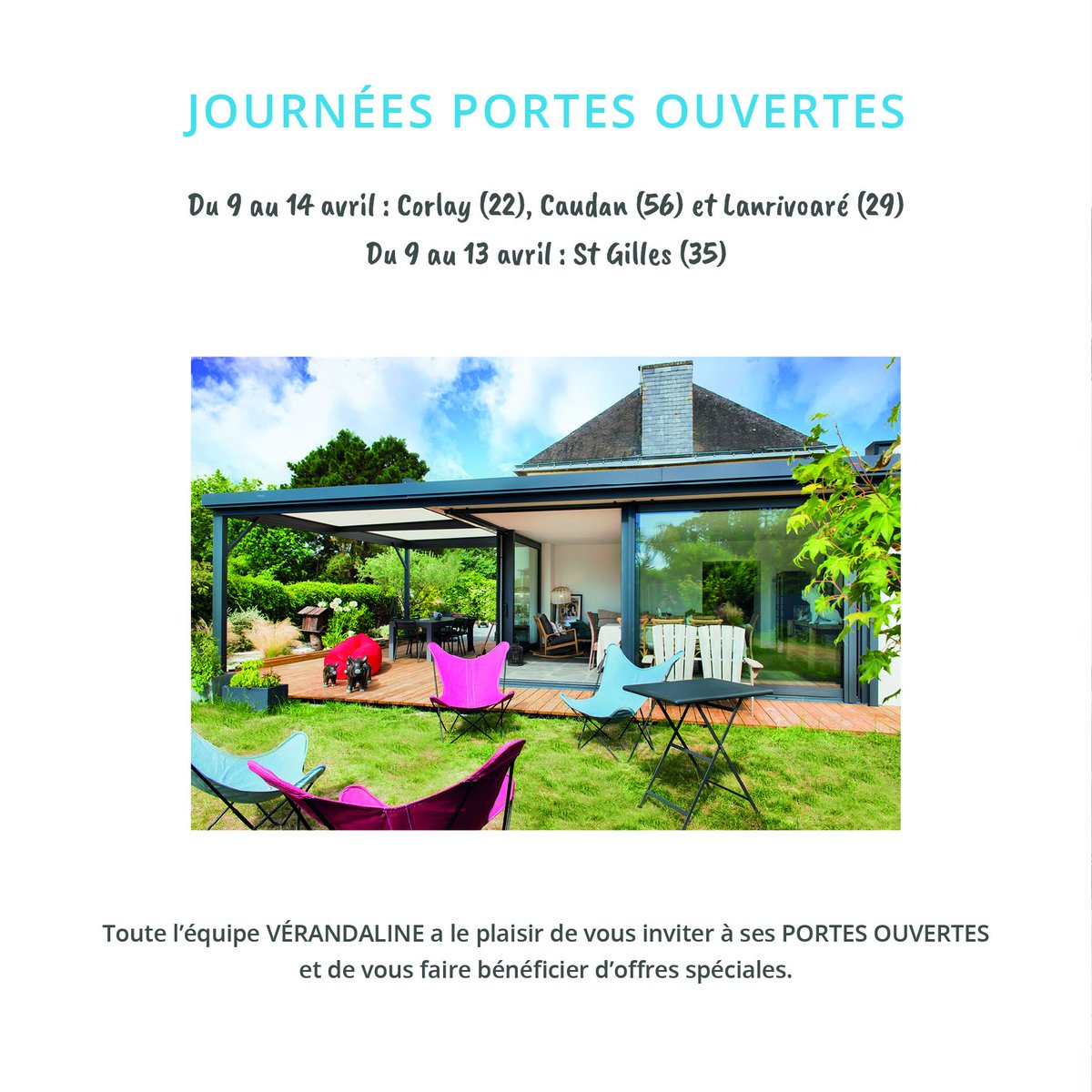 [PORTES OUVERTES]  Venez nous rencontrer pour échanger sur votre projet d’extension ou de véranda. Visite des ateliers de Corlay tous les jours, de 9h à 12h et de 13h30 à 18h.  verandaline.com A très bientôt!