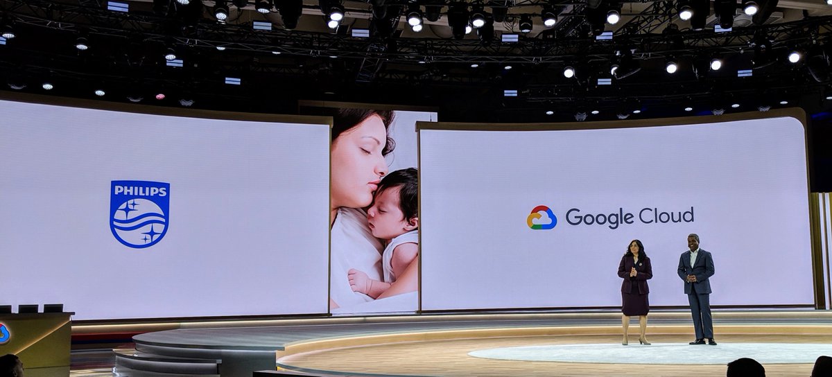 Such an honor to have Alpna J Doshi Group CIO Philips to join Thomas Kurian on stage to discuss how cloud can change the lives of 3 billion people around the globe. #googlenext19