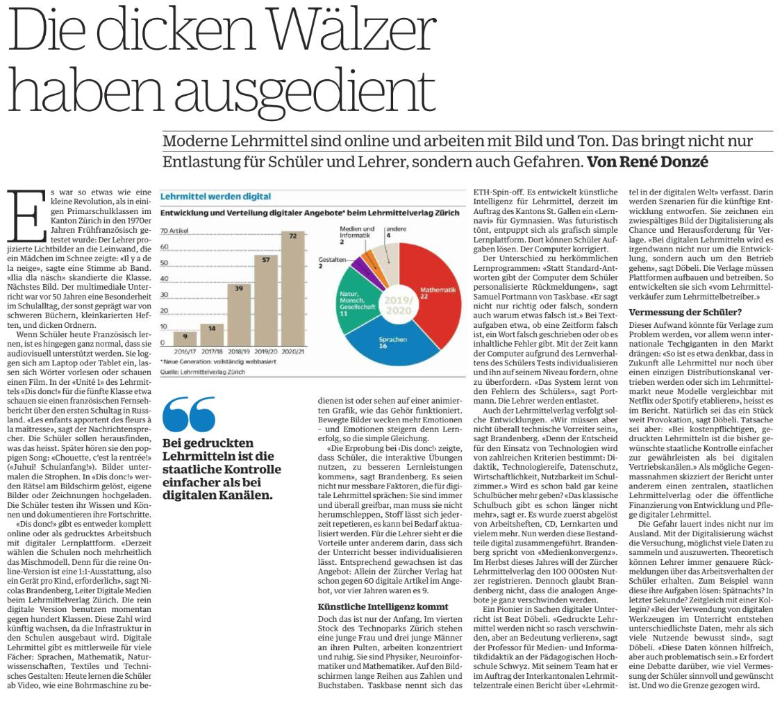 _taskbase's tweet image. Die &quot;NZZ am Sonntag&quot; schreibt über Taskbase und KI in der Bildung.
Unser Blogartikel dazu: lnkd.in/gwPv3Ej