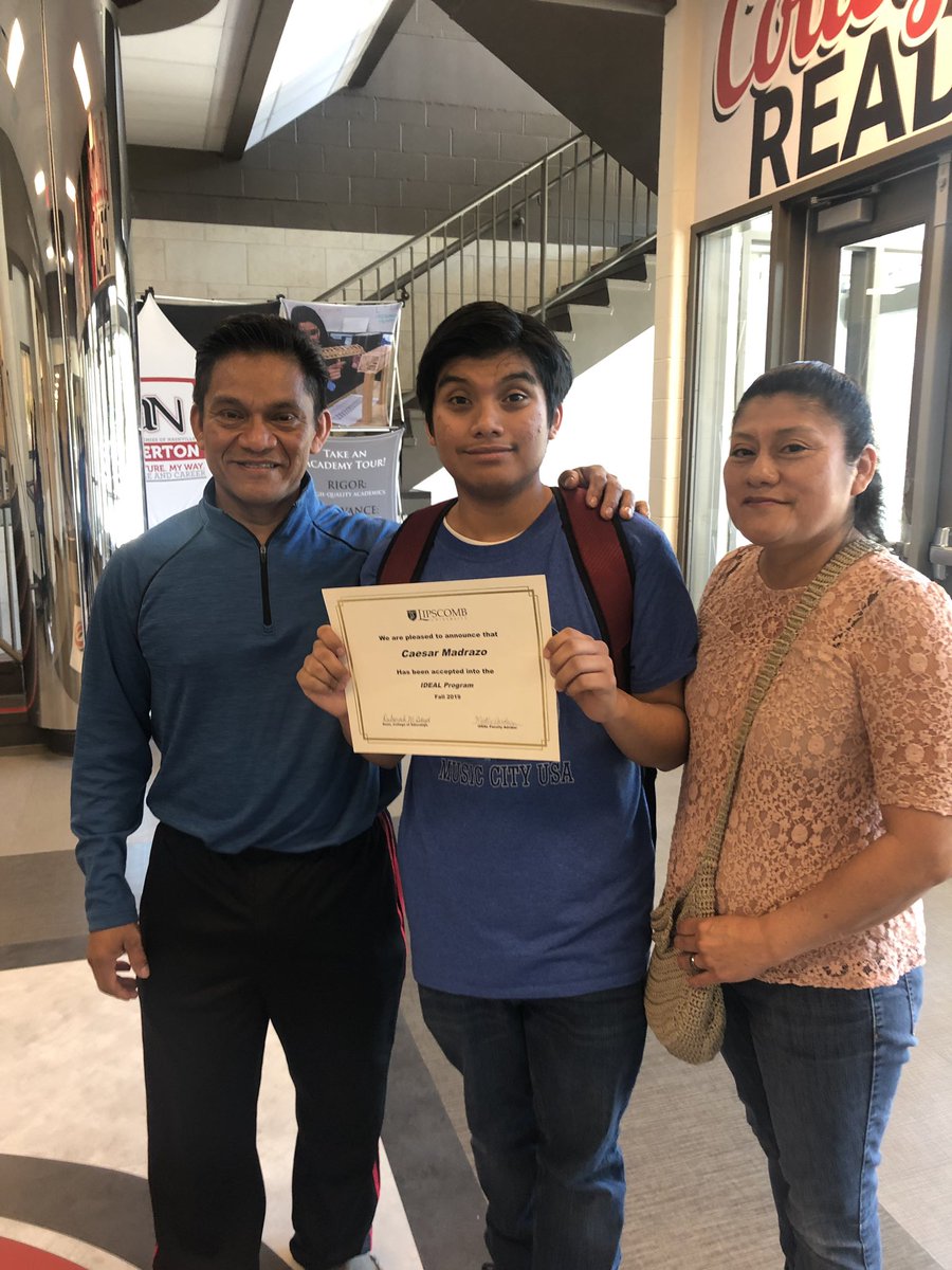 OvertonMNPS's tweet image. This is why we do what we do! Cesar has worked hard to be accepted into @LipscombIDEAL. He and his parent are so proud and are so thankful for Mr. Smith. #BobcatNation