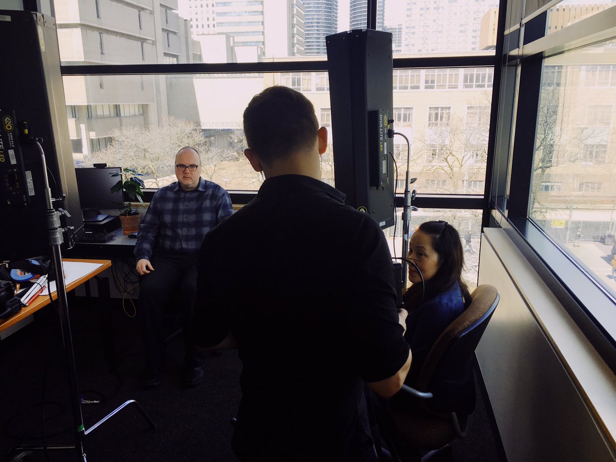RTAProd's tweet photo. Our videographer Tom setting up the shot for a new project with the Chang School! #accessibility #production #filmcrew #awareness #changschool #rtaproductions https://t.co/VDAYfqyJYL