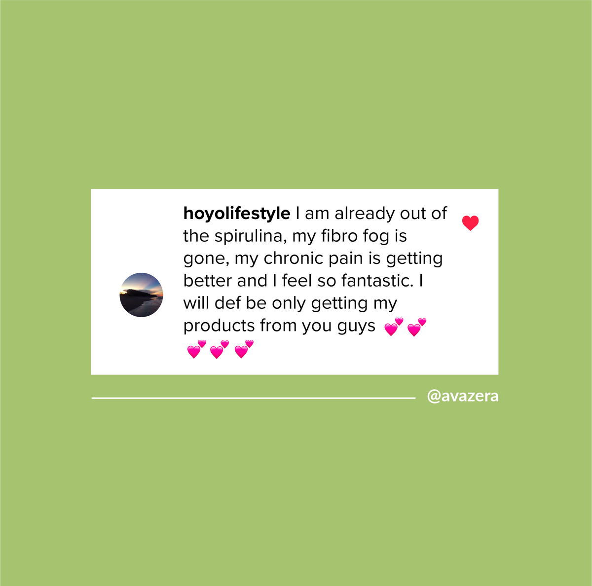 avazera's tweet photo. #AZYourWords | Thank you, Deborah, @hoyolifestyle for sharing your experience and results with our organic spirulina! 👉🏽 https://t.co/WI4zbS0eRZ https://t.co/L9UCxJeHN5