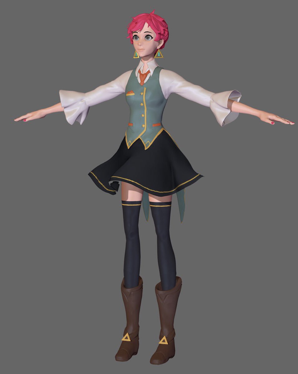 attikachu's tweet photo. Hi #PortfolioDay! I finally feel okay enough with my stuff to participate haha. I'm a stylized 3D character artist slowly learning to expand from hand painted lowpoly to PBR highpoly! https://t.co/OSiJH3nQm5 https://t.co/MP8dHFGGI4