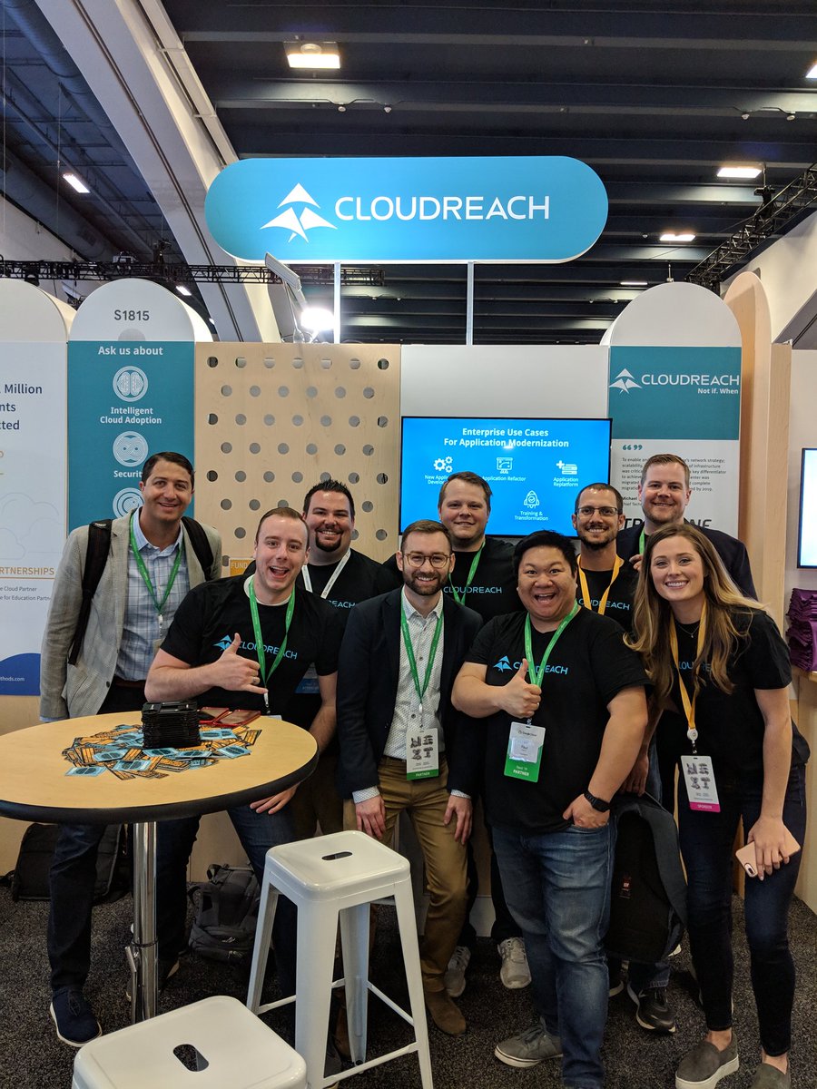 Cloudreach's tweet photo. Day 1 of @googlecloud #GoogleNext19! Come visit us at booth 1815 to talk all things security, #DataAnalytics, serverless #machinelearning, and cloud adoption! https://t.co/rLcnBR2mRi