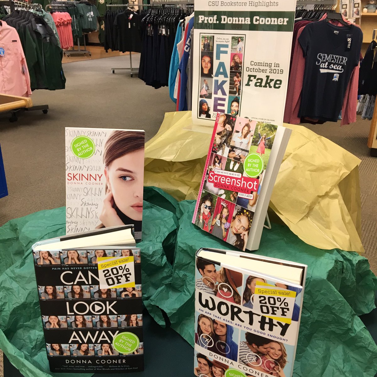 CSUSchoolOfEd's tweet photo. @donnacooner 📚 display at @CSU_Bookstore is 💯

#ireadya #fake #worthy #screenshot #skinny #cantlookaway #csuschoolofeducation #csusoe #education #csuram #coloradostate #k12education #teaching https://t.co/fUb1GkRxSZ