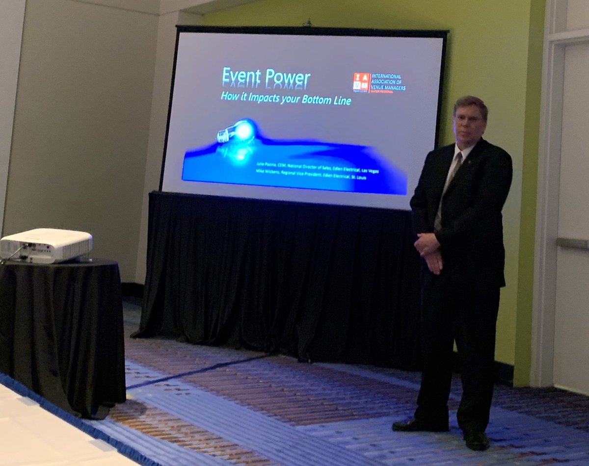 EdlenElectrical's tweet photo. .@pazina_julie and Mike gave a fantastic talk about how power distribution reflects on a venue's bottom line at @IAVMWHQ Super Regional Meeting in Daytona, FL. https://t.co/PolQDOSEfa
