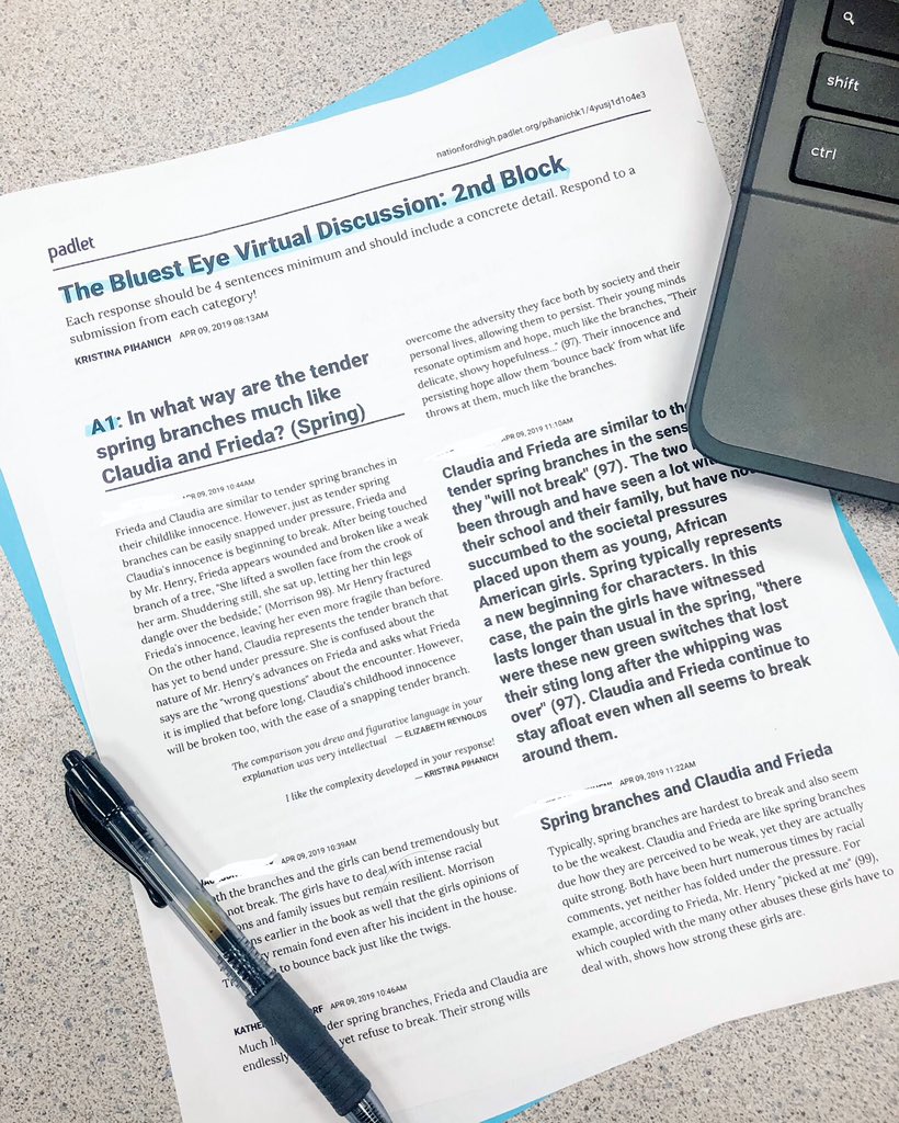 km090780's tweet image. Did you know you can print a pdf file of a padlet board?

Today, students participated in a virtual discussion using @padlet. 

It’s so much easier to grade once its printed! #virtualdiscussion #everyoneparticipates