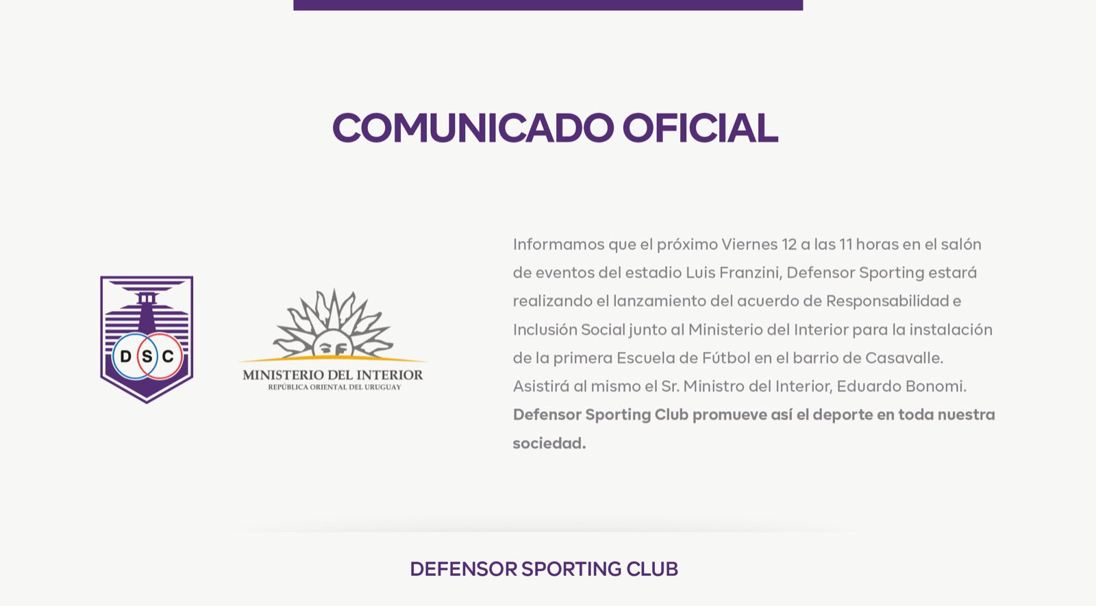Escuelita de Fútbol – Defensor Sporting Club